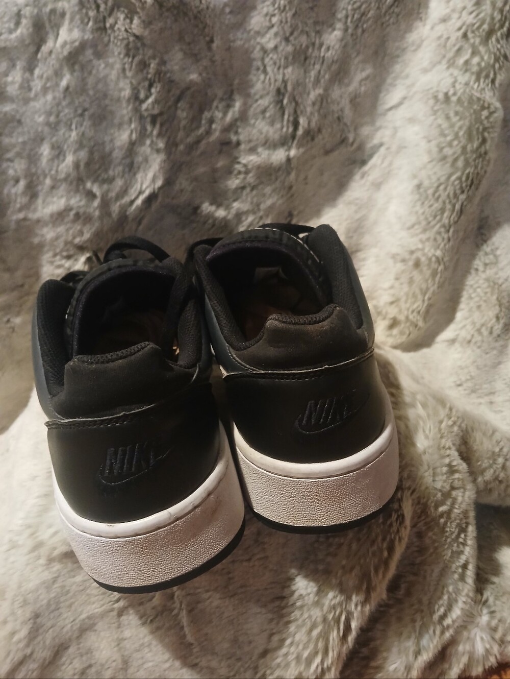 Nike Black Sneakers with White Soles and Orange Tongue Accent - Picture 4 of 5